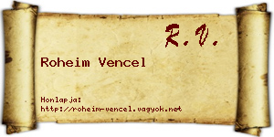 Roheim Vencel névjegykártya